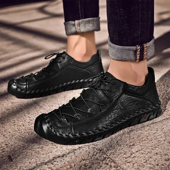 גברים של נעליים מזדמנים מוקסינים נעלי ספורט אופנה חדשות בעבודת יד רטרו פנאי נעליים נעליים נעליים Casuales הגברים גברים נעלי הליכה
