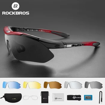 ROCKBROS מקוטב ספורט גברים משקפי שמש כביש רכיבה על אופניים משקפיים אופני הרים אופניים רכיבה הגנה משקפי מגן Eyewear 5 עדשה