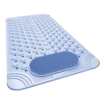 האמבטיה שטיח ללא גומי מקלחת שטיח עם חורים לניקוז כוסות יניקה, ניקוז מהיר, כפות רגליים עיסוי, אמבט שטיח כחול