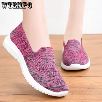 WTEMPO הקיץ רשת לסרוג נעלי ספורט נשים לנשימה החלקה מזדמנים שטוחות, קל משקל נוח נעלי ריצה Dropshipping