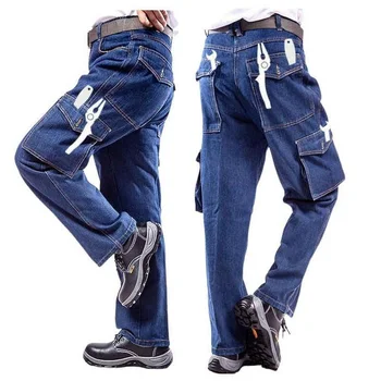 ג 'ינס מכנסי העבודה גברים ריתוך עבודת הגנה מכנסיים ללבוש עמיד מכנסי דגמ
