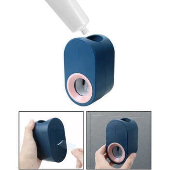קיר רכוב מתקן משחת שיניים אוטומטי משחת שיניים מסחטת אבק-הוכחה מחזיק מברשת שיניים אחסון מדף אביזרי אמבטיה