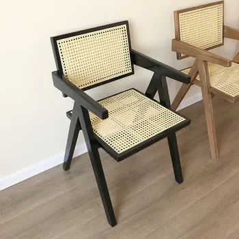 יפנית אוכל עץ מלא כסאות רטרו הרהיטים בסלון הבית קש האוכל כיסא המטבח הנורדי משענת פנאי כורסה