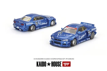 Kaido הבית + MINIGT ניסן סקייליין GT-R (R34) Kaido עובד V3 KHMG055 סגסוגת מכונית מודל סימולציה צעצוע הצעצוע סדרה