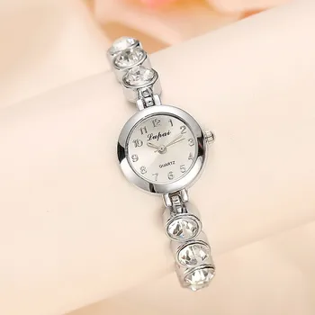 חדש FashionWomen שעונים תכשיטים צמיד פלדה אל חלד רצועה עם סיבוב מדומה קוורץ שעון זהב, שעון כסוף רלו