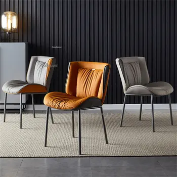 מודרני עור האוכל כסאות בחדר האוכל רהיטים הביתה אור מסעדת היוקרה כיסא פשוט רך משענת שולחן כיסאות