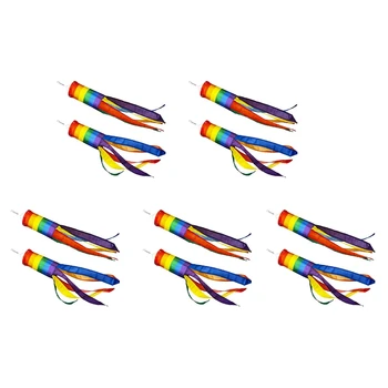 10 חתיכות Windsock צבעוני לתלות קישוט Windsock עבור תלייה חיצוני